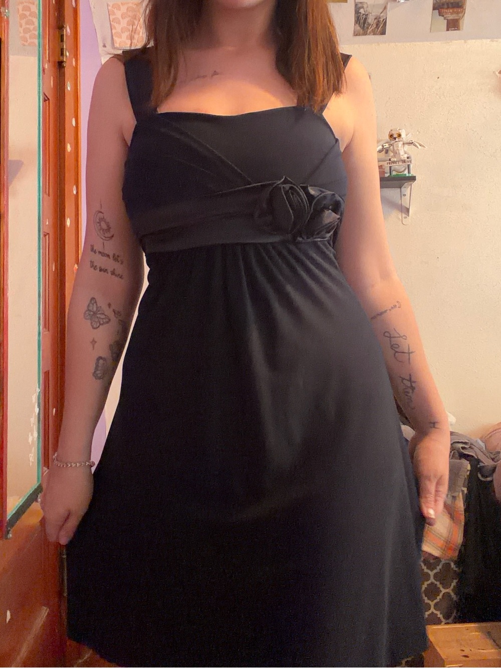 Taboo Black Sleeveless Midi Dress with Waist Rosette